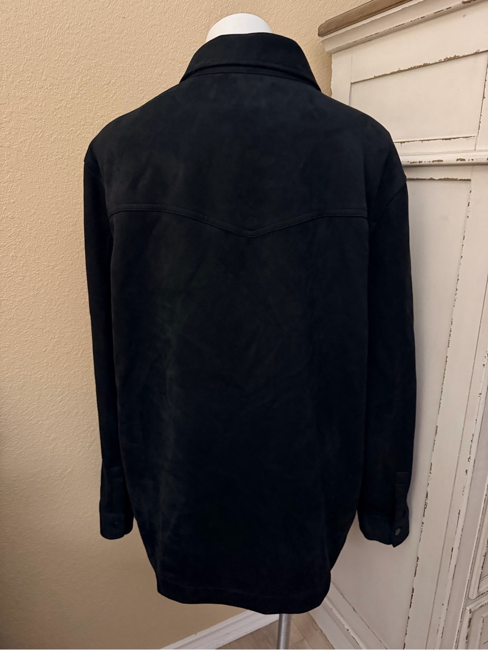 Frye Black Faux Suede Snap-Front Shirt Jacket - Picture 7 of 7